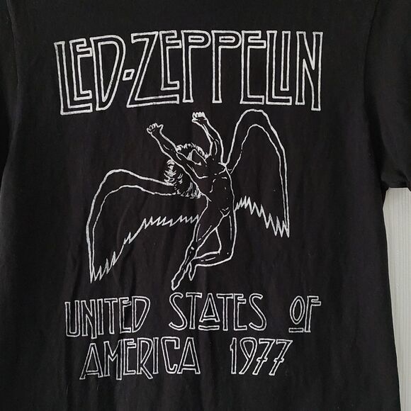 Led Zeppelin United State of America 1977 black tee tshirt Sz S - Picture 2 of 4